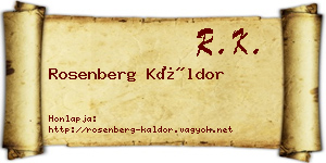 Rosenberg Káldor névjegykártya